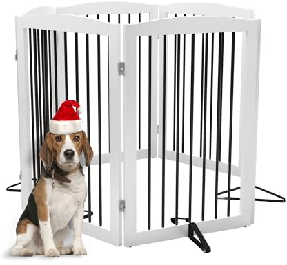 Absperrgitter Hund,Schutzgitter Holz, Freistehendes Hundeabsperrgitter Türgitter Treppengitter Schutzgitter Hund Faltbar Weiß,Kindergitter klappbar (32 Weiß * 6)