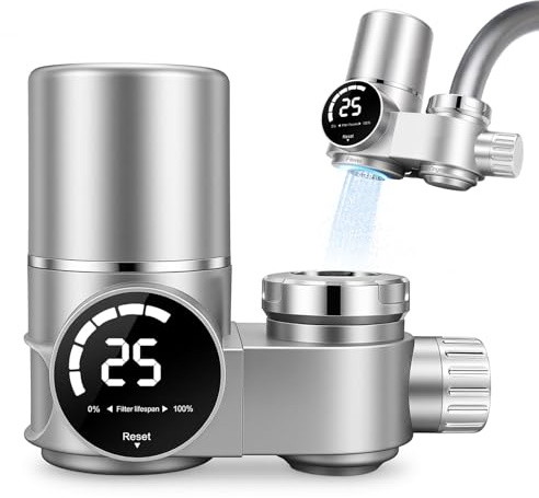 Wasserfilter Wasserhahn mit 13-facher Filterung, Kein Batteriebedarf | Wasserhahnfilter für Trinkwasser UV-Licht & LED-Display, entfernt Chlor, Schwermetalle & Gerüche