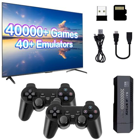 Retro Game Console,4K HD Output, 128GB, 40,000+ Classic Games, Dual 2.4G Wireless Controllers, for Family and Friends