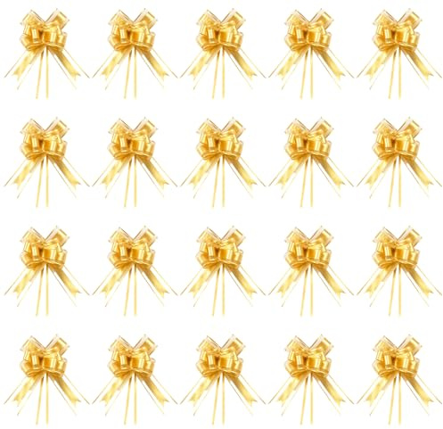 ZocRjvN 20 Stück Große Schleife Geschenk, 16 cm Geschenkschleife Groß Goldene Ziehschleifen Für Hochzeit, Geburtstag, Weihnachten, Partydekoration