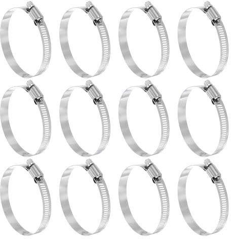 sourcing map 12 Pcs Hose Clamp 2-5/16-3-1/4 (59-82mm) 304 Stainless Steel Adjustable Worm Gear Hose Clamp Assortment Kit for Fuel Line Pipe Plumbing Automotive Tube Mechanical