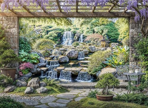 Waterfall Mural, Tapestry & Curtain Waterproof Outdoor Wall Hanging, Waterfall Feature Backdrop, Garden Pond Wall Art, Fence Feature & Outdoor Decor (W300cm x H180cm)
