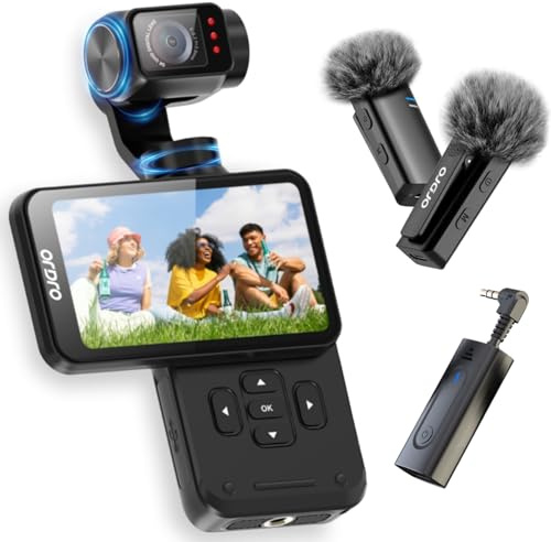 ORDRO M5 with MIC, Video Camera, Vlogging Camera, 3-Axis Gimbal Stabilization, 4K 60fps, Face Tracking, 3.5inch Rotatable Touchscreen Vlog Camera for YouTube