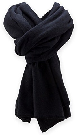 Jet&Bo 100% Pure Cashmere Travel Wrap, Shawl, Scarf & Blanket Black 80 x 30 with Protective Storage Bag + Gift Box