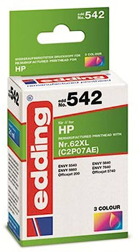 edding Druckerpatrone EDD-542 - Einzelpatrone - 3-Farbig - 21 ml - Reichweite 415 Seiten - Ersetzt HP 62XL (C2P07AE)