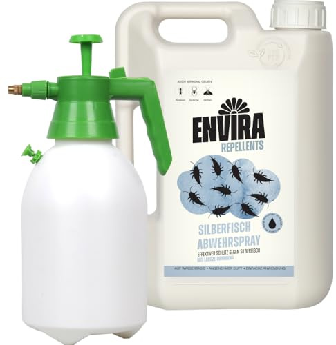 Envira Silberfischspray 2L + 2L Sprüher - gegen Silberfische & Papierfische | Silberfisch Spray mit Langzeitwirkung & Mittel gegen Papierfischchen - effektiv in der Wohnung loswerden
