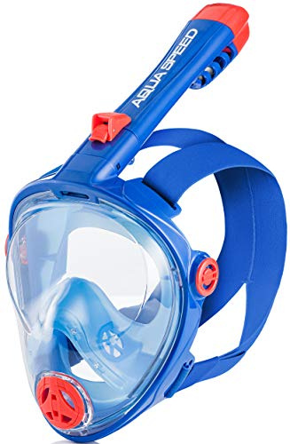 Aqua Speed Tauchermaske Vollmaske Erwachsene & Kinder I Tauchmaske Vollgesichtsmaske I Schnorchelmaske 180° Panorama I Full Face Maske mit Schnorchel I Snorkeling Mask I Tauchen Schnorcheln