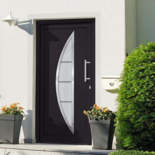 vidaXL Haustür mit Handgriff-Set 3 Schlüssel Montageset Nebeneingangstür Außentür Kellertür Eingangstür Tür Wohnungstür Anthrazit 108x208cm