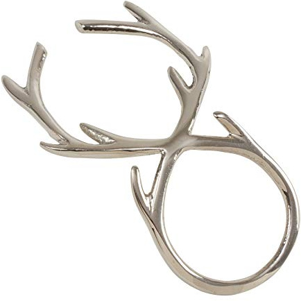 SARO LIFESTYLE NR631.S Napkin Ring Collection Serviettenringe mit Geweih-Motiv, 4 Stück, Messing, Silber
