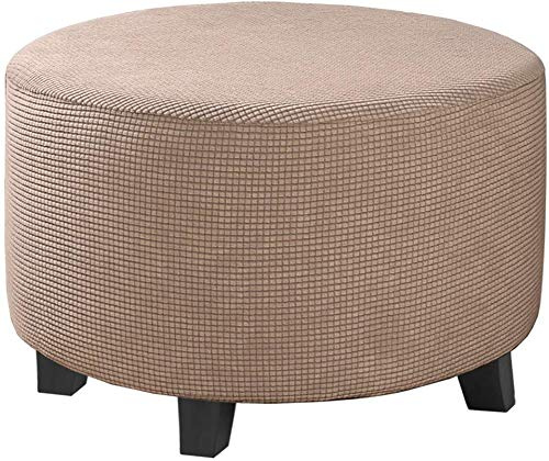 XDKS Runde Stretchhussen für Ottomane, abnehmbar, für Wohnzimmer, groß, Khaki