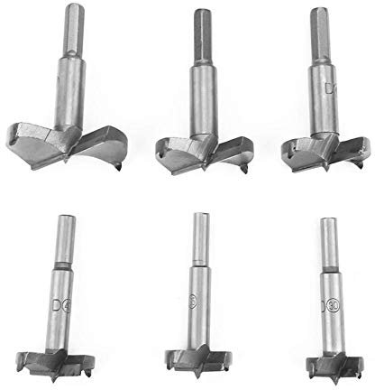 Wood Drill Bit Set, 6pcs 30mm / 35mm / 40mm / 45mm / 50mm / 60mm High Strength Steel Flat Bit Drill Set Woodworker Tool for DIY Woodworking Lover
