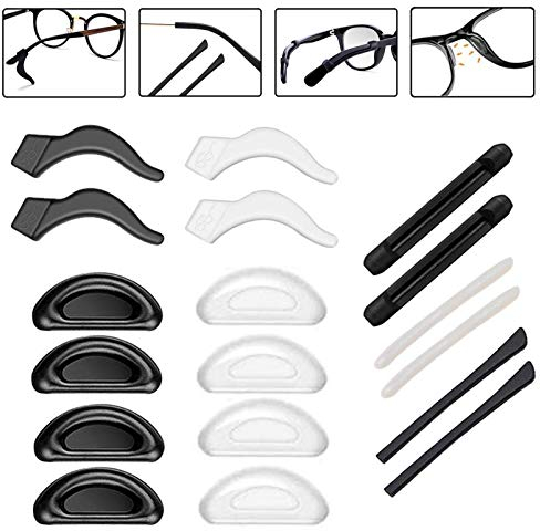 Brille Ohrgreifer Nasenpad Silikon Brille Anti-Rutsch Tempeltipps Brille Halter Halter Sonnenbrille Brille Nasenpads und Ohrhaken für Kinder und Erwachsene,9 Paar