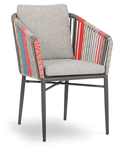 acamp Manhattan Gartenst¸hle | Gartensessel, Maﬂe 61x61x81 cm | Gestell aus rostfreiem Aluminium | inkl. Kissen mit Schaum-/Vliesf¸llung und hochwertigem Polyesterbezug | Colour/Sommerlich-bunt
