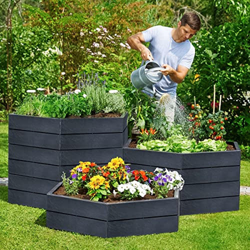 Garantia Ergo Hochbeet-System L Stone 6 Paneele inkl. Verbinder Blumentopf | Hochbeete für Garten, Pflanzkübel Groß Außen, Blumenkasten, Blumentopf Hoch, Blumenkübel, Blumenkübel Outdoor