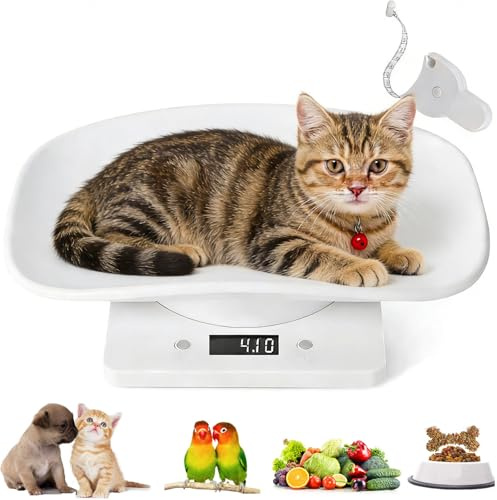 Puppy Scales 10KG Baby Pet Weighing Scales,Digital Pet Scale,Small Cat Dog Scale,LCD Electronic Scale Multifunction Kitchen Scales,Switchable Unit g/lb/oz,fit for Hamster Bunny Bird Cats,10KG/22 lbs