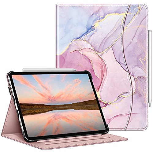 FINTIE Coque pour iPad Pro 11 Pouces 2022/2021 (4ème / 3ème Génération), Housse Angles Multiples Protection Aussi pour iPad Pro 11 pocues 2020/2018 (2e / 1e Gén), Marbre Or Rose