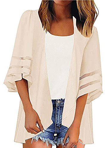 OUKIN Women Chiffon Kimono Cardigan Swim Beach Cover Up Boho Floral Print Bikini Cover-ups Blouse for Swimwear Beachwear (Style 14)