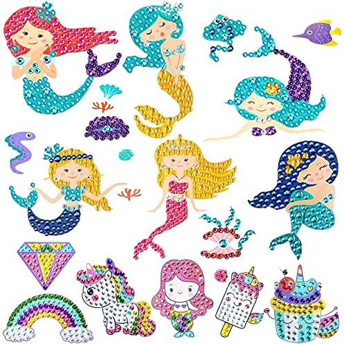 Berkelen Diamond Painting Set für Kinder 5D Diamant Malerei Kits DIY Meerjungfrau Diamant Kits Aufkleber für Kinder und Erwachsene Anfänger 26 Stück
