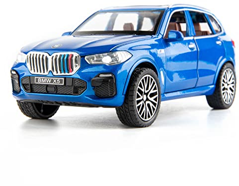 TGRCM-CZ 1/32 X5 SUV Modellauto Spielzeug, Druckguss Legierung Pull Back Auto Modell mit Licht und Sound Spielzeugfahrzeuge für Kinder Blau