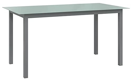 INLIFE Gartentisch Hellgrau 150x90x74 cm Aluminium und Glas