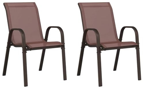 vidaXL Stapelbara trädgårdsstolar 2 st brun textilentyg, trädgårdsstol, stapelstol, stol, trädgårdsstolar, stapelstolar, stolar, utestol, utestolar
