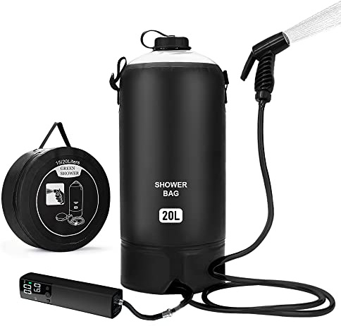 Tadomoe Douche Solaire Camping 20l, Douche Camping avec Douchette, Indicateur de Température Idéal pour la Survie, Camping, Randonnée et Plage