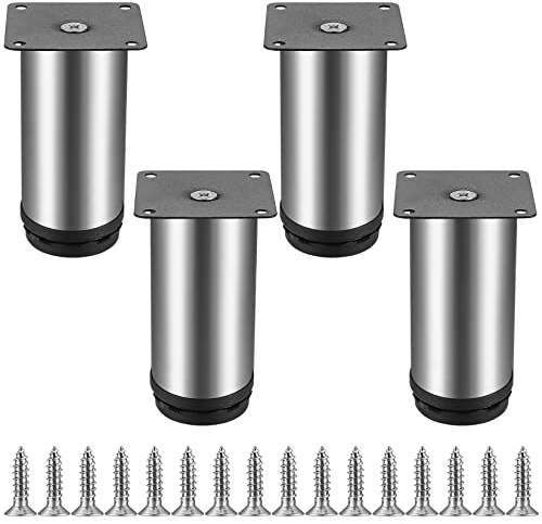 Peygre 4 verstellbare Möbelfüße, verstellbare Edelstahlfüße 100 mm, geeignet für Sofas, Tische, Stühle, Schränke usw., höhenverstellbare Möbelfüße.