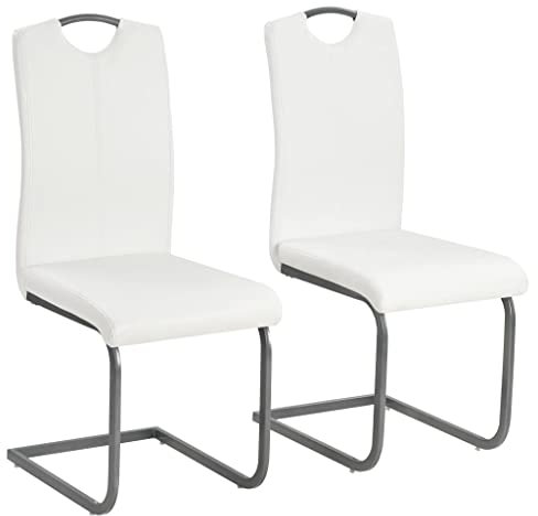 INLIFE Freischwinger 2 STK. Weiß Kunstleder,Weiß,12.76KG