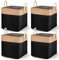 4 Cestas de almacenamiento grandes, cajas de almacenamiento de tela plegables con asas para ropa, juguetes, cestas de almacenamiento en cubo para armarios, estanterías, armario