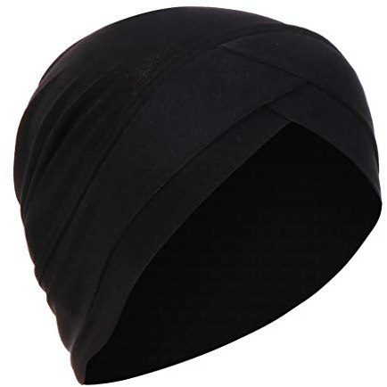 Frauen-Kopftuch Elastic Sweat Saugfähige Baumwolle Underscarf Hijab Tube Cap Schwarz (Schwarz, One Size)