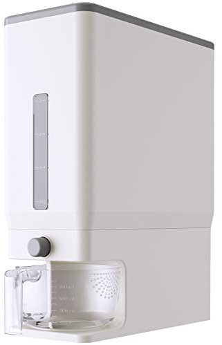 Lifewit Rice Container 25.4 Lbs, Rice Dispenser with Measuring Cup, Cereal Containers Storage, Sealed Moisture Proof Rice Bucket, Dry Food Grain Flour Soybean for Kitchen Pantry Household, White