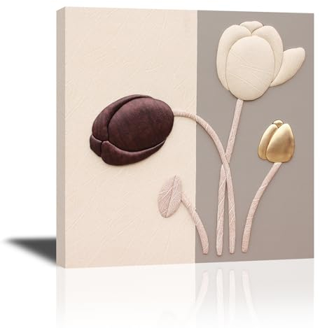 Piy Painting Cuadros Modernos de Tulipán, Cuadro en Lienzo Tulipanes Elegantes, Impresión de Lienzos, Cuadros de Flores, Cuadros Decoracion para Pasillo Comedor 1X 30x30cm, con Marco Interno