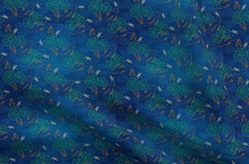 Spoonflower Fabric - Koi Pond Carp Japanese Dragonfly Printed on Polartec(R) Fleece Fabric Fat Quarter - Sewing Blankets Loungewear and No-Sew Projects