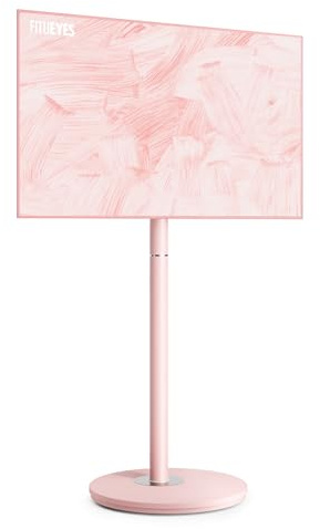 FTUEYES Design Mobile Rolling TV Cart for 32-65 Inches Television, Modern Corner TV Floor Stand on Wheels Fits Max VESA 400x400mm, V2 Portable Smart Television Cart, Pink, Master Series
