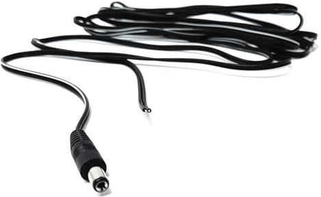 DRUT 3m 2.1mm x 5.5mm Male DC Plug to Bare Ended Power Cable Compatible With CCTV, LED Lights, Music Instruments, Solar Panels Black 10ft