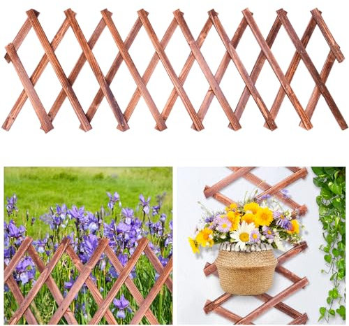 Valla de celosía de madera expandible, enrejado de jardín para trepar plantas al aire libre, panel elástico, enrejado de pared, estante vertical, marco de madera, decoración de patio para vid hiedra