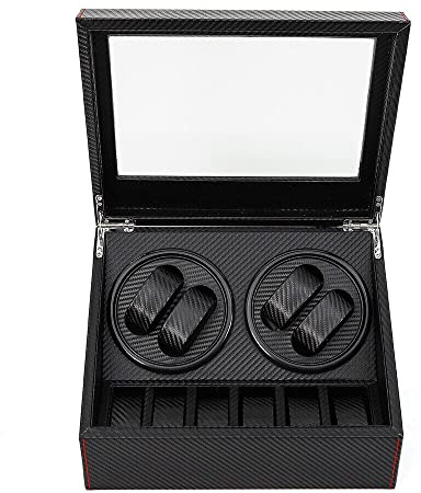 NadineDutol Uhrenbeweger Uhrenbox für 4+6 Uhren Watchwinder Automatisch drehen Watch Winder Uhrenbox PU-Leder