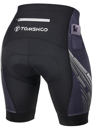 TOMSHOO Radlerhose Gepolstert, Fahrradhose Radhose Kurz mit Polster, Seite & Rücken Taschen, Atmungsaktive und Schnelltrocknende, Stoßdämpfend Radfahrhose Radshorts, Größe M, Farbe Grau