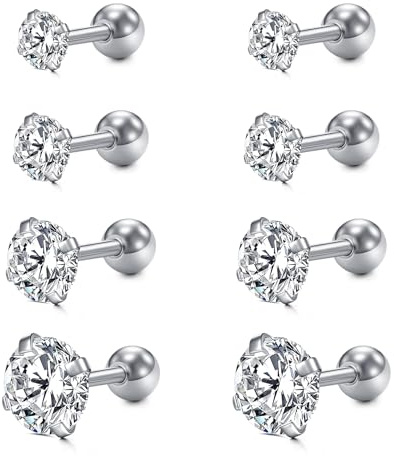 QSKISS 16G Flat Back Piercing Ohrs Push In Knorpelpiercing Kettenpiercing Ohr Für Frauen Edelstahl Hypoallergen Fadenloses Tragus Piercing