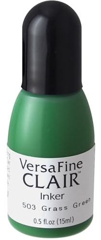 Tsukineko RF-000-503 Refill Nachfülltinte-15 ml-Grün, Grass Green-Zubehör Reinker für VersaFine Clair Stempelkissen, 15ml