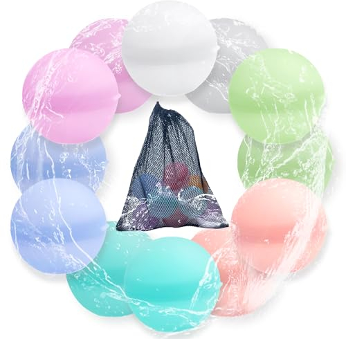 Sertay 12 Stück Pool Spielzeug, Silikon Wasserballons, Wasserspielzeug Kinder, Silikon Wasserbomben Kinder, Sommerspaß Wasserspielzeug, Geeignet für Familienaktivitäten, Strandspiele, Poolpartys