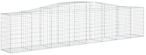 Natulvd Gabionenkorb, gewölbter Zaun, verzinktes Hochbeet, 400 x 50 cm breit, Gabionenwand, Gartenkäfig, Korb für Outdoor-Landschaft, Rasen, Gemüseblume, 80-100 cm Höhe