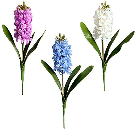 Xnferty 1/2/3 Fleurs Artificielles de Jacinthe, 41,9 Cm de Long, Tige de Jacinthe en Soie, Jacinthe 3D, Narcisse, Fausse Fleur en Plastique, Buisson de Printemps, Raisin, Jacinthe, Arrangements(Blanc)