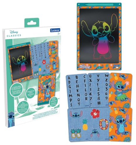 LEXIBOOK, Disney Stitch, Pizarra Mágica, Juguete Artístico y Creativo para Niños y Niñas, Formato A4 con Dibujos Multicolores, Azul/Naranja, CRT10D