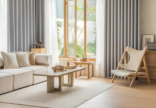 Vorhänge 2er Set, Vorhänge Fenster Blickdicht Ösen Einfarbig Fischgrätenmuster Vorhänge Schlafzimmer B 137 x H 229 cm Schlafzimmer Vorhang Modern, Grau