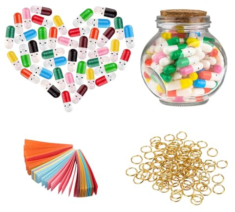 Prmape Lot de 101 capsules avec bouteille de souhait, capsules avec lettres d'amour roulées, message pour petit ami ou petite amie