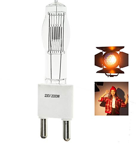 BOLLUMA Lampade Alogene 2000W Calde, GY38 230V 3200K Lampadine Alogene Lampade Dimmerabili per Illuminazione Video Luce Fotografica Illuminazione Continua Professionale per Fotografia Video