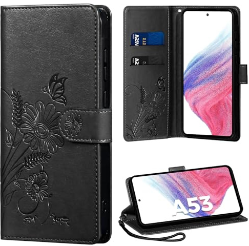 Thorhülle Handyhülle für Samsung Galaxy A53 5G Hülle, für Galaxy A53 5G Hülle PU Lederhülle Tasche Flip Case Kartensteckplätzen Schutzhülle Klapphülle Kompatibel mit Samsung A53 5G Hülle,Schwarz
