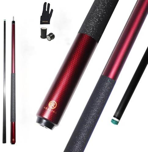 KHEALING Stecca da biliardo in fibra di carbonio, punta da 12,5 mm, buona resistenza, stecca da biliardo professionale, stecca da 58 pollici, adatta per sala biliardo e intrattenimento domestico