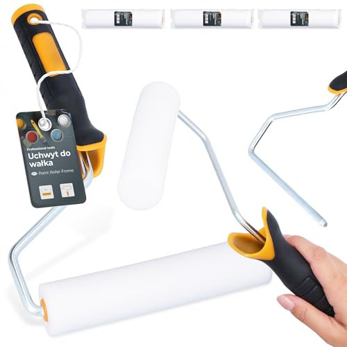 3x Rullo Schiuma 15 cm Rotoli Pittura Idropitture Vernici Smalti Impregnanti Muri Strumento Supporto Versatile Lavori Ristrutturazione Domestica Professionale